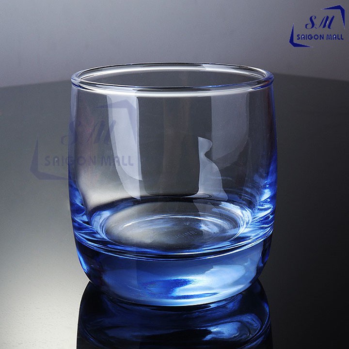 Bộ 6 ly thuỷ tinh 290ml dáng bầu suông tròn lùn ES1132B màu xanh