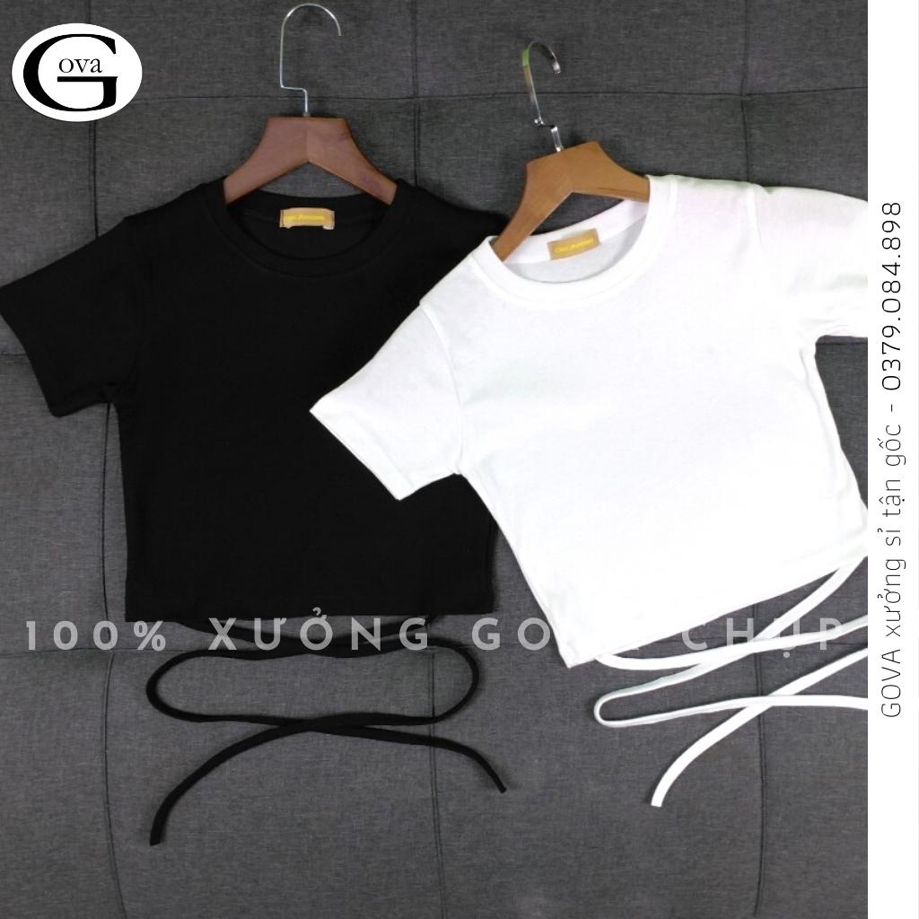 Áo Croptop TAY NGẮN DÂY QUẤN BỤNG Thun Borip Kiểu Sexy Nữ, Áo Thun Ôm Body Đẹp GOVA