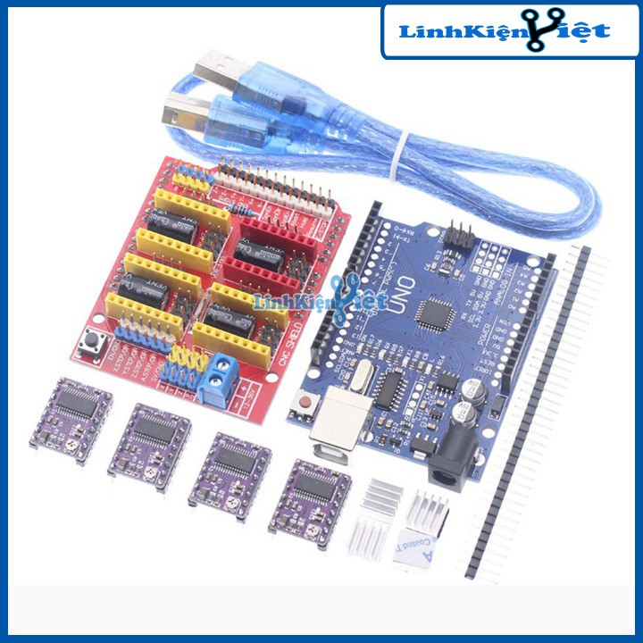 COMBO MÔ ĐUN UNOR3 + SHIEL ARDUINO UNO R3+ 4 MODULE DRV8825