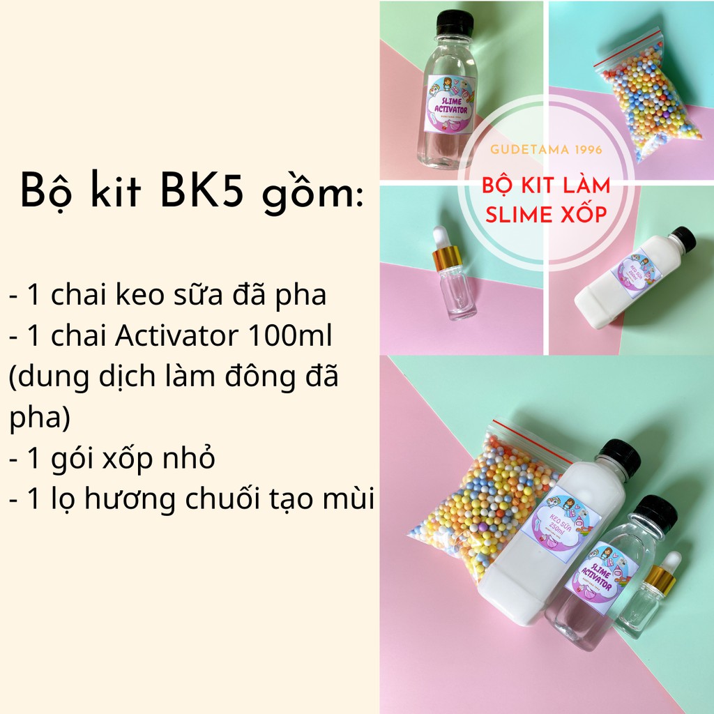 Bộ kit làm slime xốp đầy đủ hàng Việt Nam cao cấp BK5