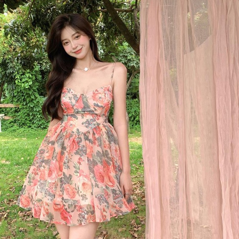 Đầm công chúa in họa tiết chất lượng cao phong cách thanh lịch cho nữ