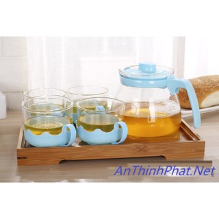 Bộ ấm pha trà thủy tinh hộp quà tặng sang trọng cho ngày Lễ Tết