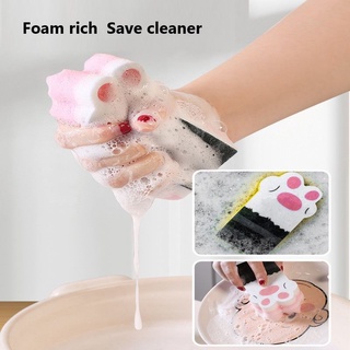 Set 3 miếng bọt biển rửa chén hình bàn chân mèo