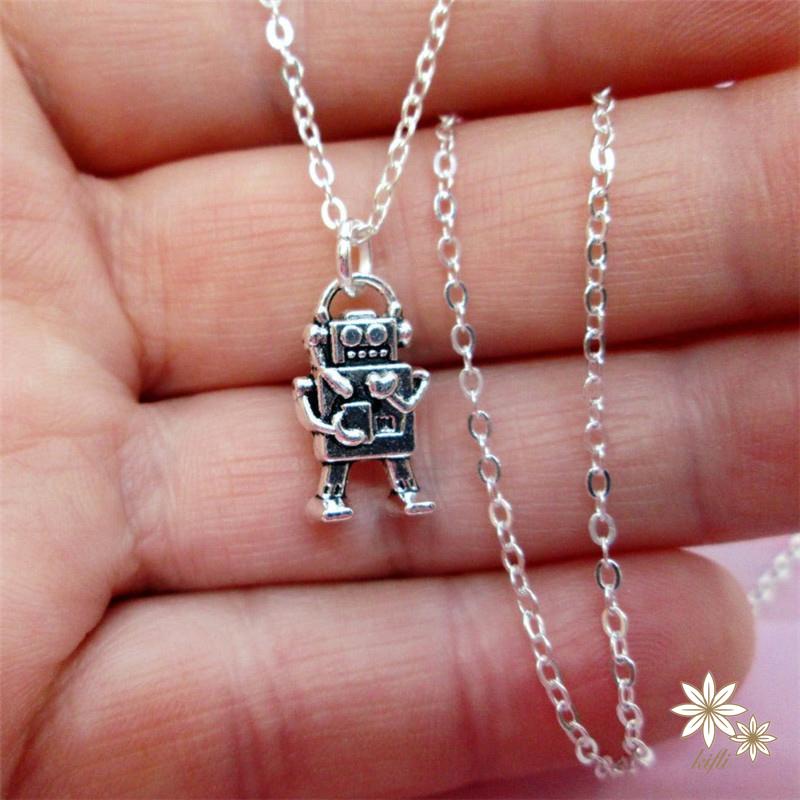 Vòng cổ mặt dây hình robot mini dễ thương phong cách hiphop thời trang