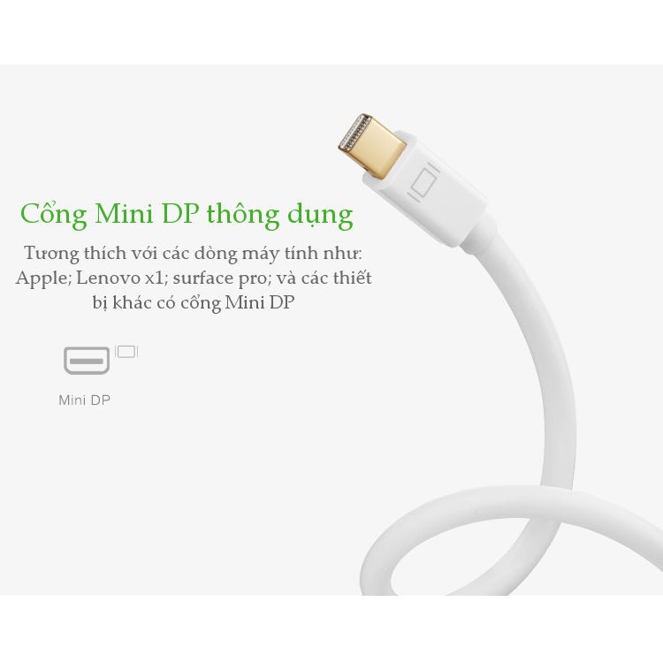Cáp chuyển đổi Mini DisplayPort sang HDMI female UGREEN MD112 | Hỗ trợ 12bit trên mỗi kênh | Bảo Hành 18 Tháng 1 Đổi 1.