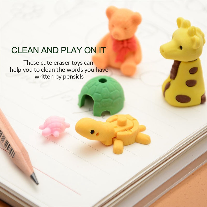 Bộ 30 cục tẩy mini hình động vật làm quà tặng/đồ chơi giáo dục cho bé trai bé gái