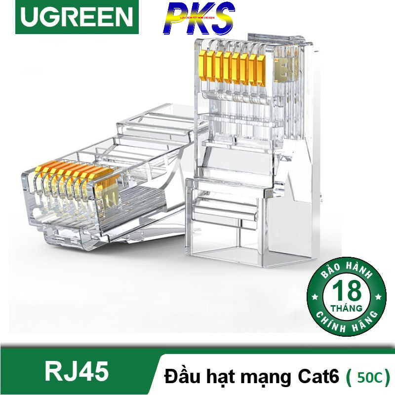 Hạt mạng Cat6 mạ vàng 50c/hộp Ugreen 50962 chính hãng