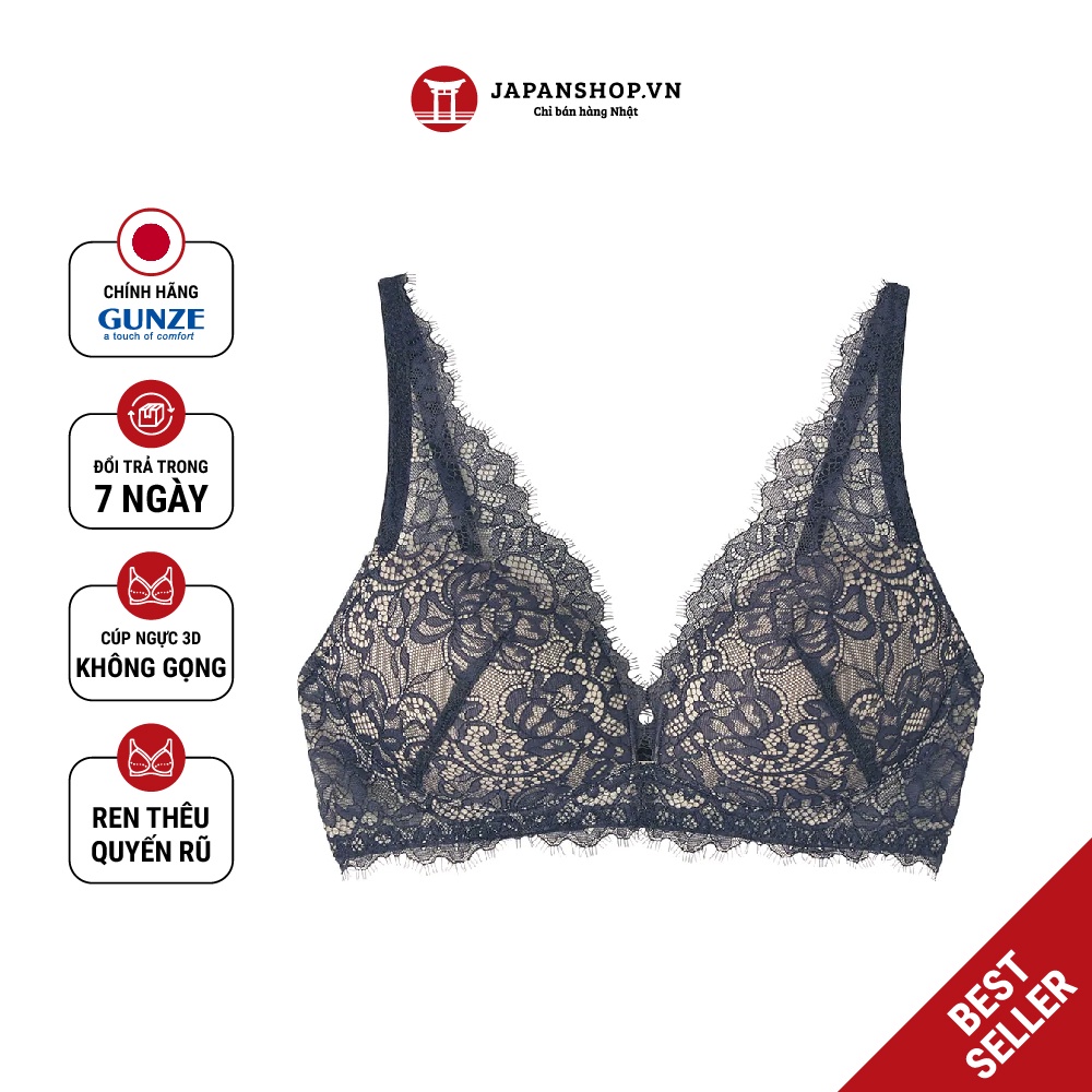 Áo lót ren không gọng Tuché Gunze Peach Bra 2.0 JB6019H kháng khuẩn, thấm hút mồ hôi Nhật Bản