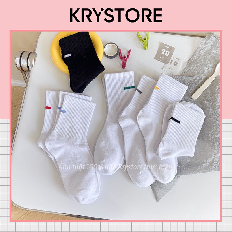 Set 5 đôi tất vớ thanh màu nam nữ cotton basic Krystore , vớ thể thao chất đẹp ST04