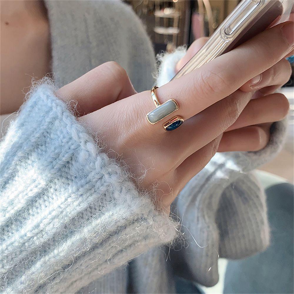 Nhẫn Hở Mạ Bạc Dáng Dài Phong Cách Vintage Sang Trọng