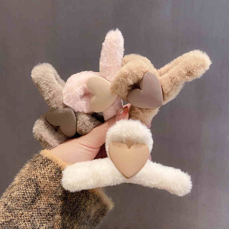 Kẹp tóc nhung họa tiết hình trái tim xinh xắn thời trang Hàn Quốc