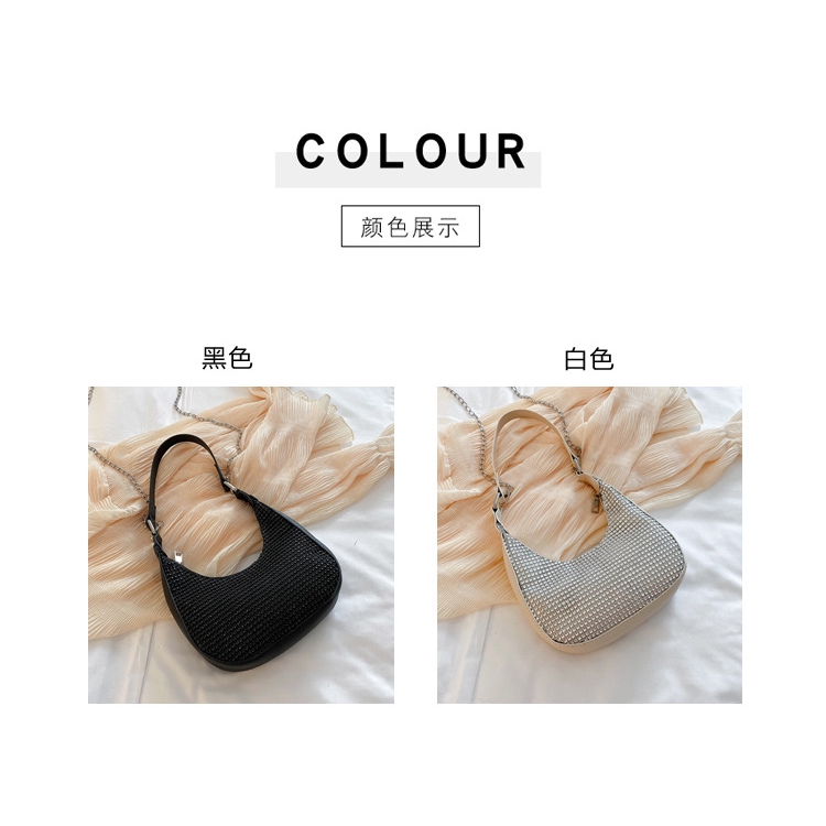 Túi đeo vai đính đá lấp lánh phối dây chuỗi xích thời trang dành cho nữ IELGY