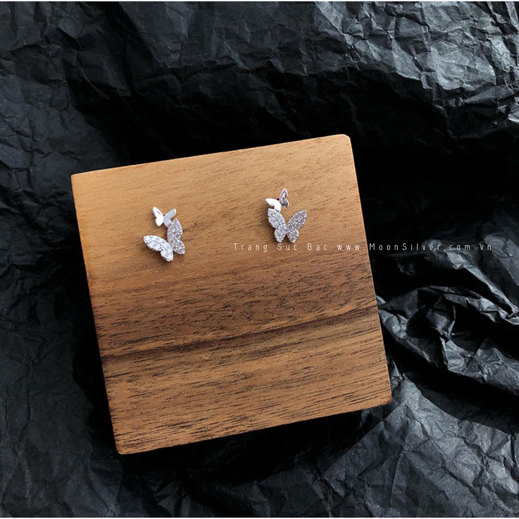 Khuyên tai, bông tai bạc nữ s925 cánh bướm Butterfly moonsilver