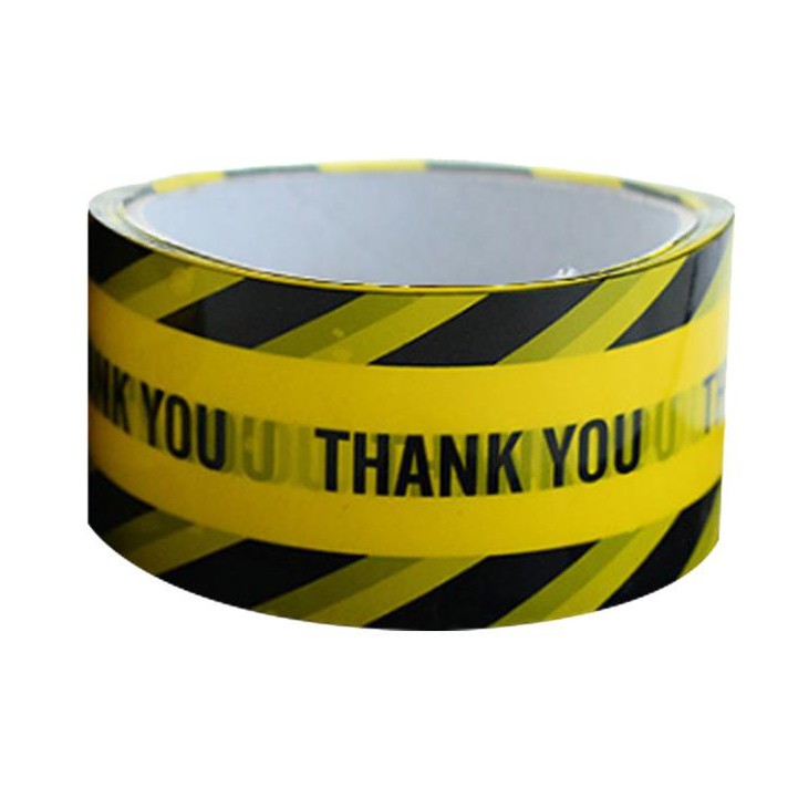 Băng keo tape vàng - STICKER FACTORY - Thank you sọc đen - dài 25m