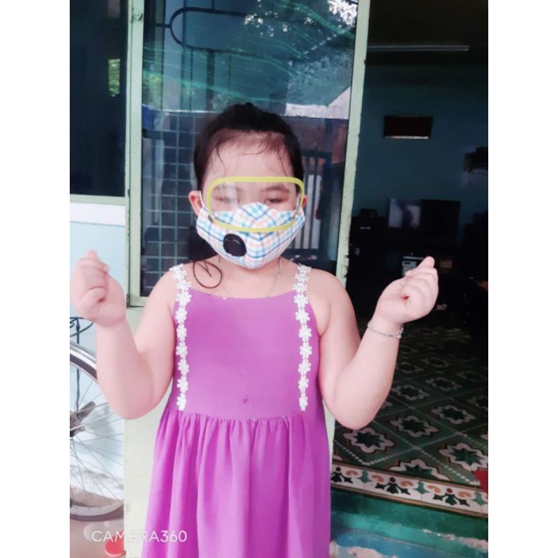 KHẨU TRANG TRẺ EM VẢI 5LOP KHÁNG KHUẨN KÈM KÍNH CHẮN TIA BỌT CÓ VAN THỞ CHUYÊN DÙNG | BigBuy360 - bigbuy360.vn