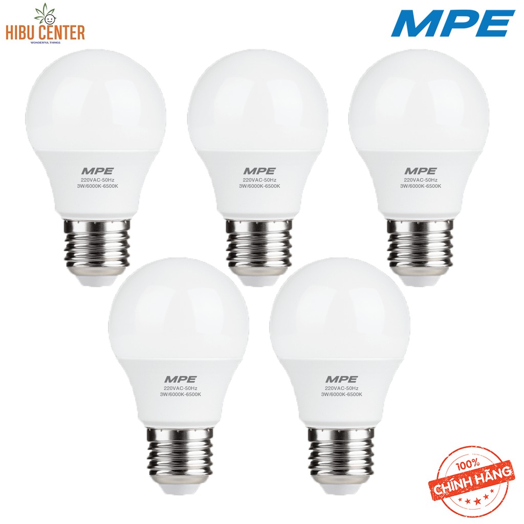 Combo 5 Bóng LED Bulb MPE 3W/ 5W/ 7W Hiệu Suất Ổn Định, Tuổi Thọ 30.000H, Thiết Kế Hiện Đại – Hàng Chính Hãng HIBUCENTER