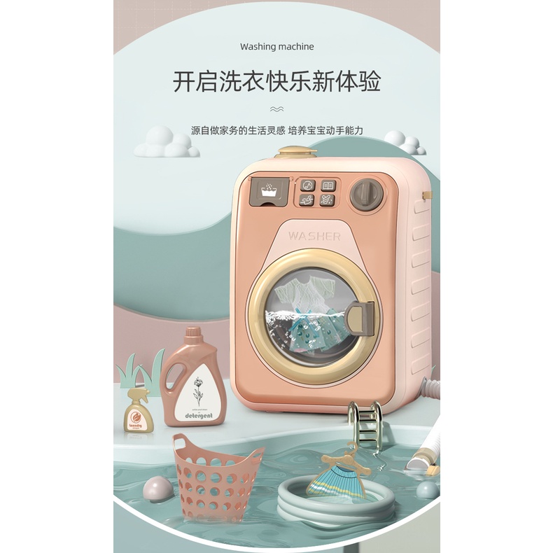 Máy giặt đồ chơi bộ đồ chơi nấu ăn cao cấp kèm búp bê quà sinh nhật cho bé gái ANDAKIDS AD849