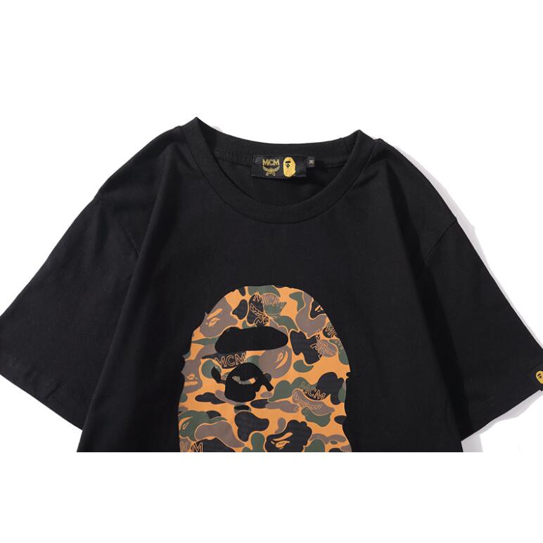 Áo thun nam tay ngắn họa tiết rằn ri Bape X mcm