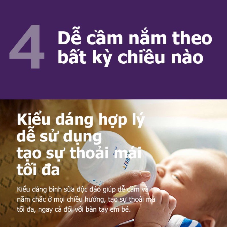 Bình sữa Avent ❤Bình sữa Philips AVENT Natural núm mềm thiết kế tự nhiên 260ml của Mỹ