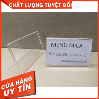 Kệ mica chức danh, danh thiếp, nhãn ghi chú menu mica chữ L, bảng giá sản phẩm, tên sản phẩm Kích thước theo yêu cầu