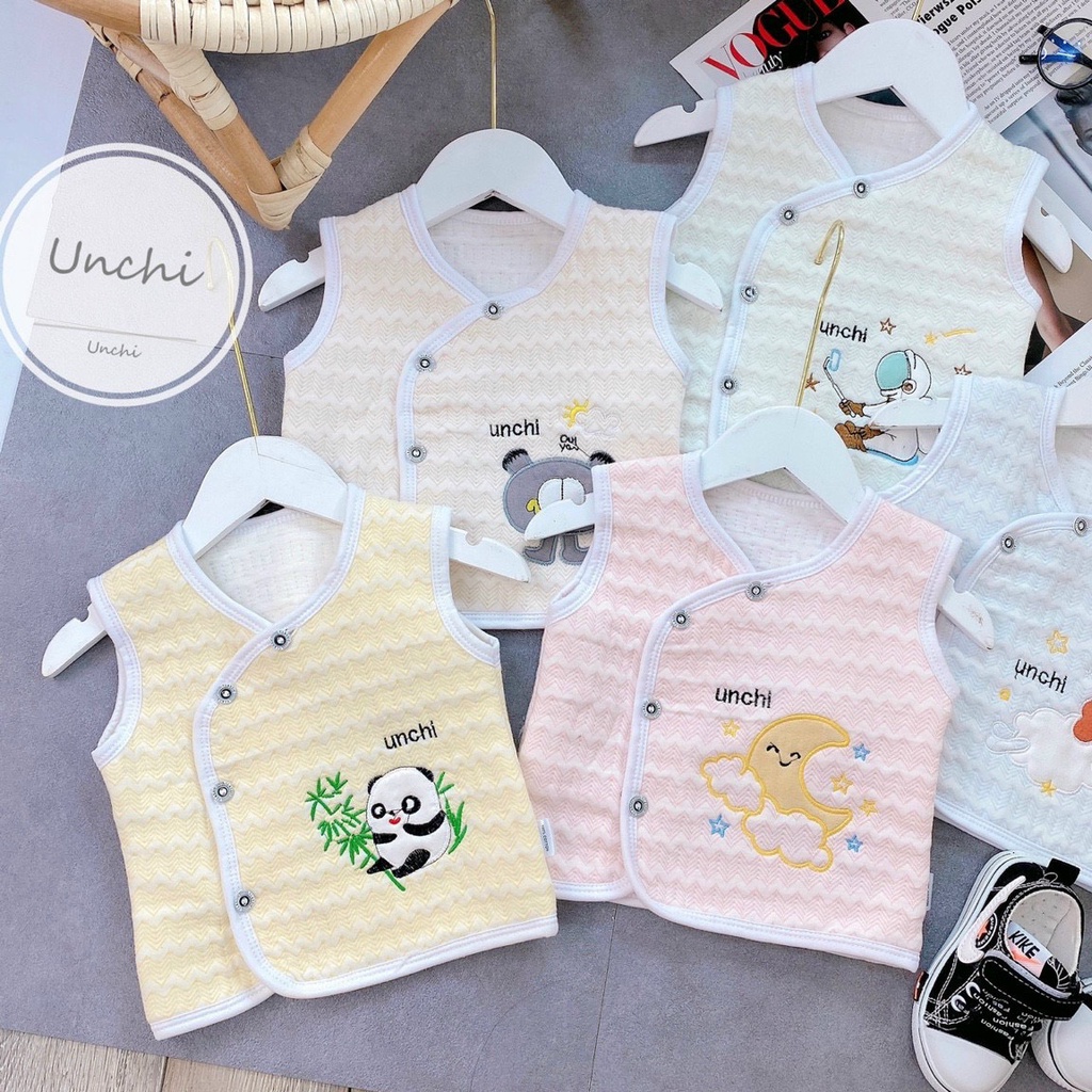 Áo gile chất nỉ mềm nền màu họa tiêt đáng yêu cho bé (QATE495)