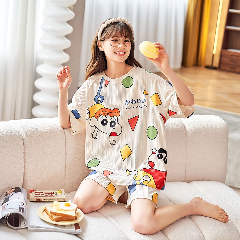 Đồ Bộ Nữ,pjjama cotton cộc tay mặc nhà xinh hoạt hình dễ thương BN66
