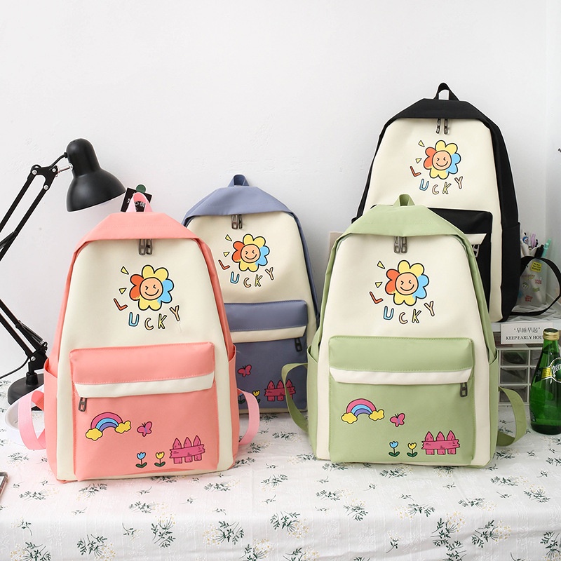 Set 4 món balo, túi, bóp, ví thời trang đi học - LUCKY