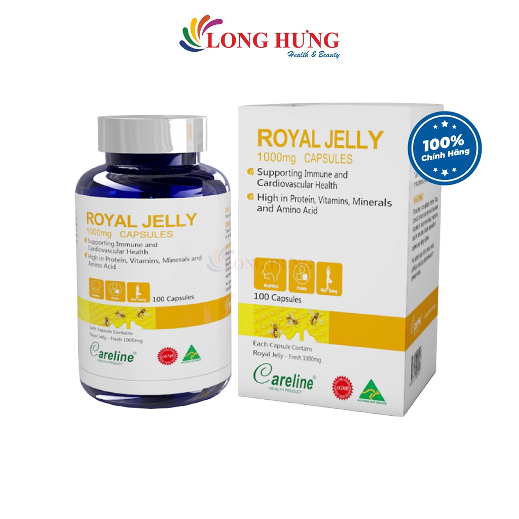 Viên uống Careline Royal Jelly 1000mg sữa ong chúa tươi hỗ trợ làm đẹp da (100 viên)