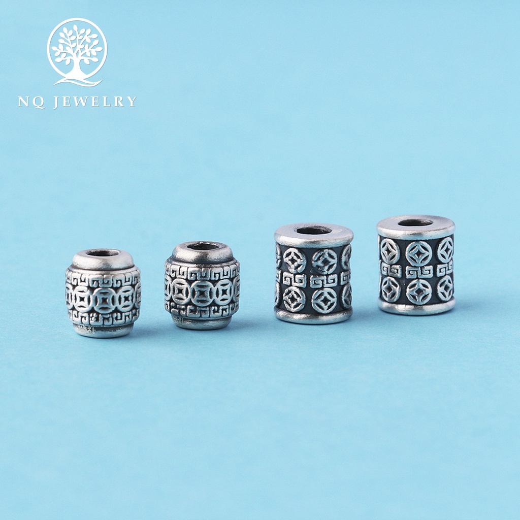 Charm bạc xỏ ngang họa tiết - NQ Jewelry