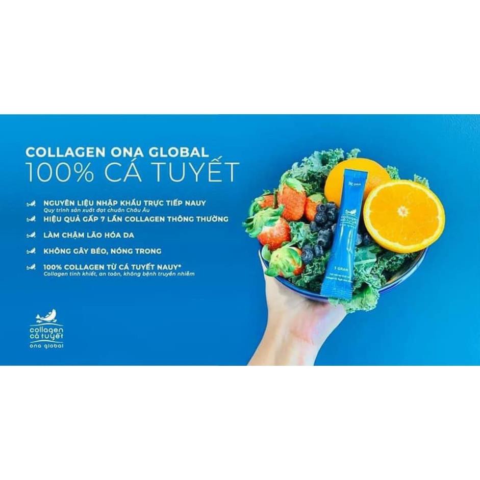 (CHÍNH HÃNG) 01 HỘP Collagen cá tuyết Nauy - ONA GOBAL làm đẹp da, da săn chắc, căng bóng,ẩm mượt hộp 30 gói | Thế Giới Skin Care