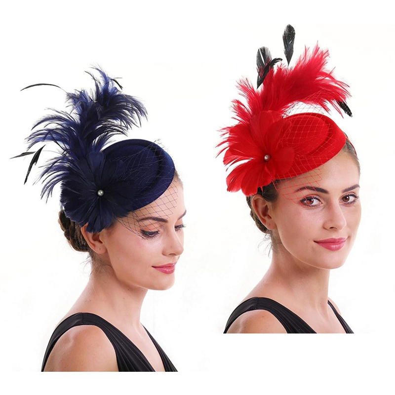 Băng Đô Cài Tóc Đính Lông Vũ Kiểu Trung Cổ Dễ Thương Cho Nữ