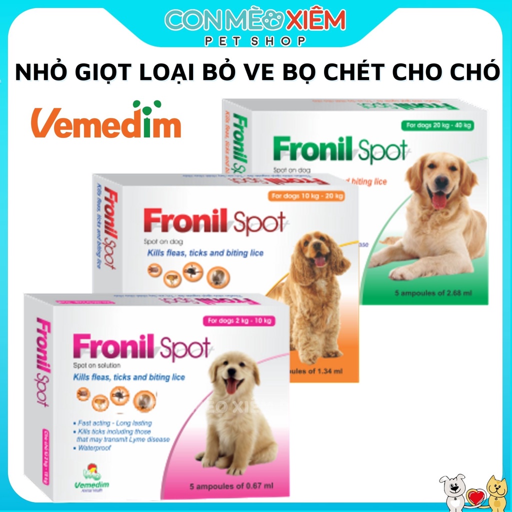 Nhỏ giọt gáy ve bọ chét cho chó vemedim Fronil spot, chăm sóc lông da thú cưng Con Mèo Xiêm