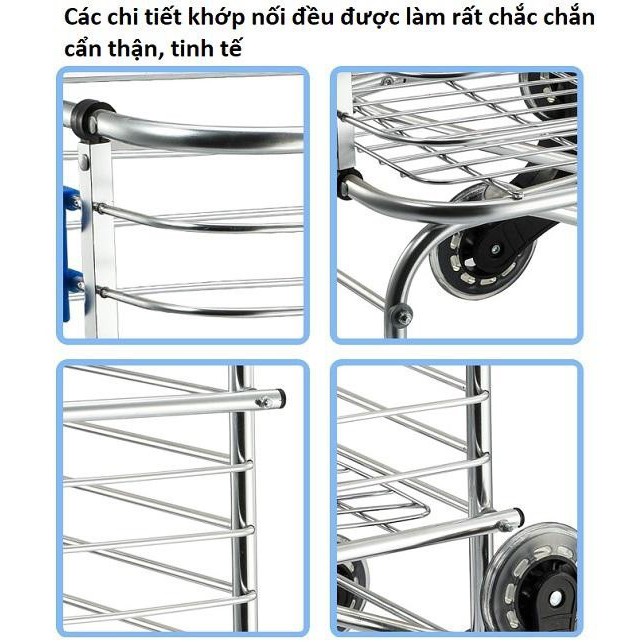 Xe kéo đi chợ 3 bánh leo cầu thang siêu nhẹ cao cấp Homestar 801