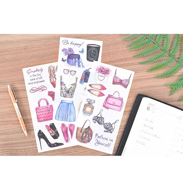 Set 3 miếng dán hình hoa lá hoạt hình trang trí sổ tay DIY