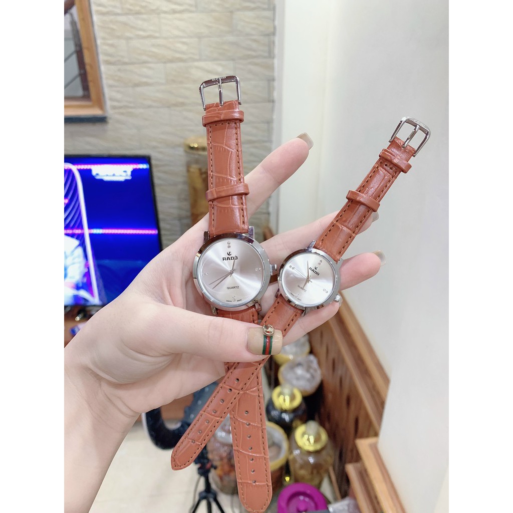 (Rado cặp đôi) Đồng hồ Rado Nam (nữ) dây da, mặt đính đá, máy pin nhật, bảo hành 12 tháng - Rado đồng hồ | BigBuy360 - bigbuy360.vn