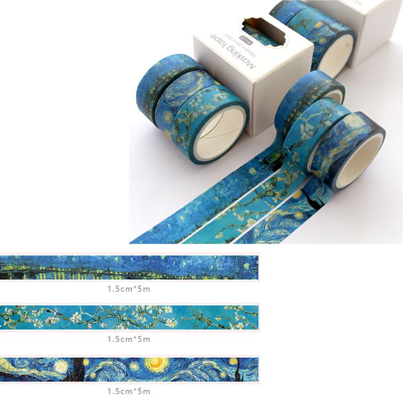 Bộ 3 Cuộn Băng Dính Washi Dùng Trang Trí Sổ Tay