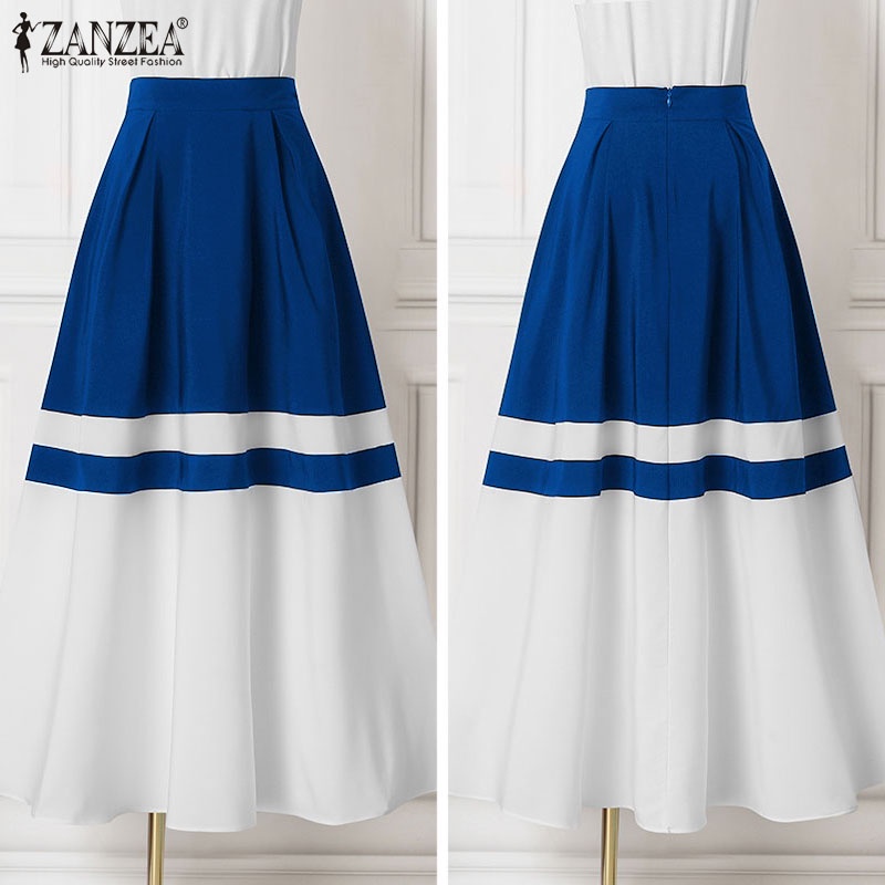 Chân váy ZANZEA chữ a lưng cao có túi thời trang retro cho nữ