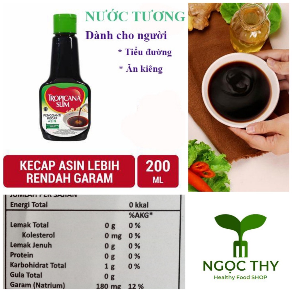 Nước tương  ăn kiêng eatclean 0 calo không đường Tropicana Slim 200ml