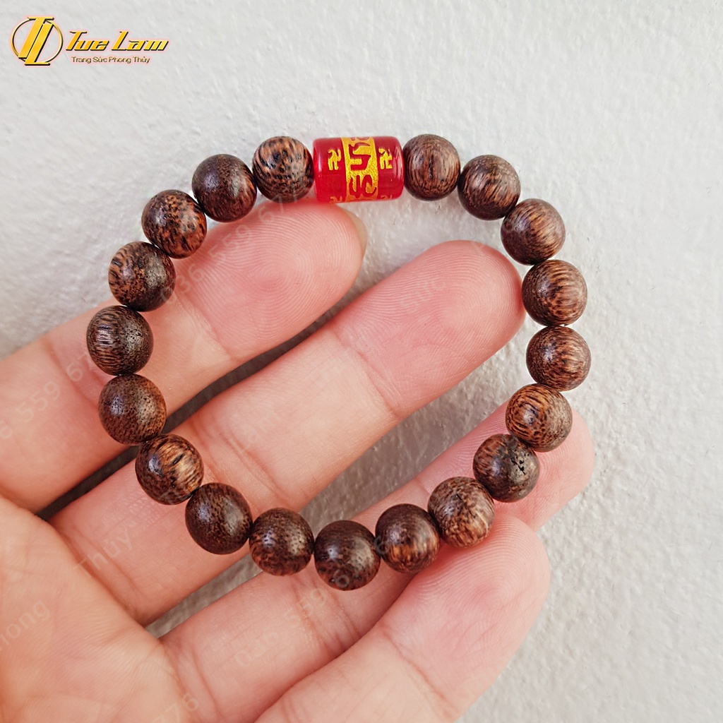 Vòng tay gỗ trầm hương tốc size 8 li thơm dịu nhẹ mix lu thống thach anh nhiều màu khắc chú bình an