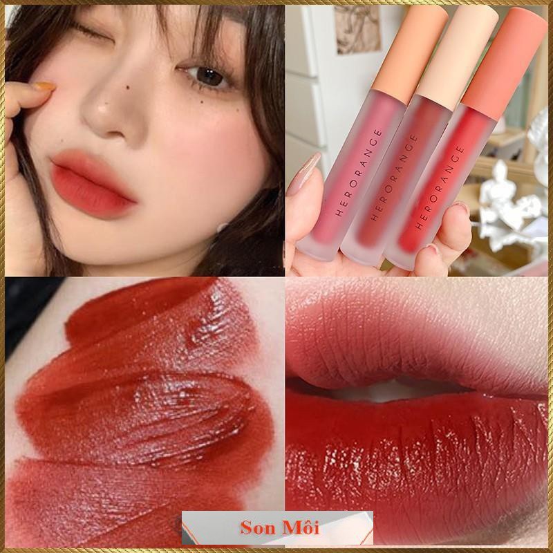 Set 3 cây son kem lì Herorange Fluffy Lip Glaze trang điểm môi HT2