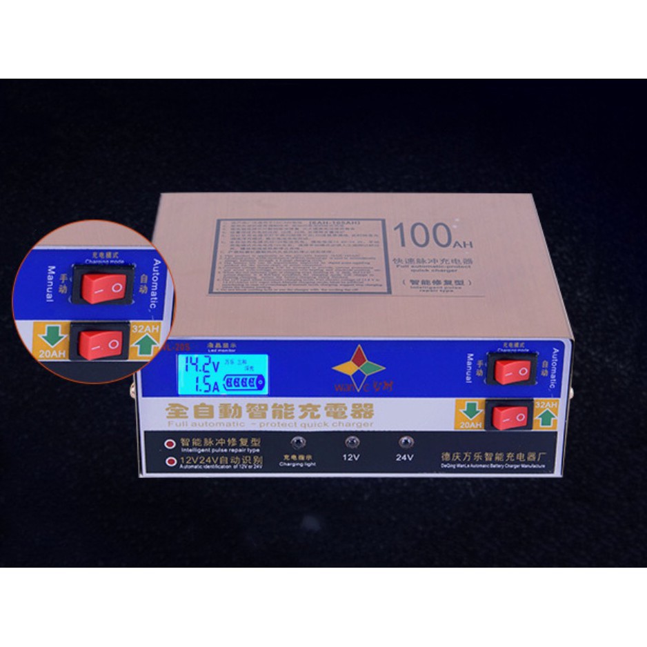 Máy nạp ac quy 12v/24v điện tử tự động 4 chế độ nạp