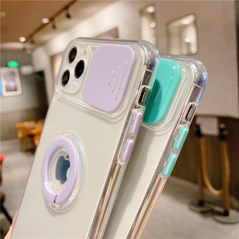 Ốp Điện Thoại Trong Suốt Chống Sốc Có Vòng Đỡ Cho For iPhone 12 11 Pro Max 12mini Xr Xs Max X 7 8 Plus