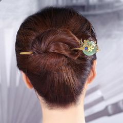 TD034 Trâm cài tóc đồng điếu xanh lá