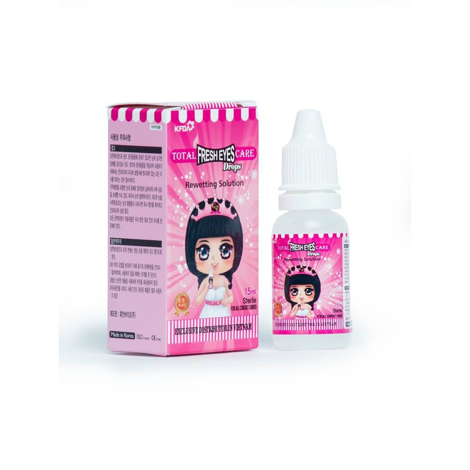 Nước ngâm lens và nhỏ mắt FRESH EYES nước rửa lens chai lớn 150ml, nước nhỏ, dụng cụ đeo lens chuyên dụng