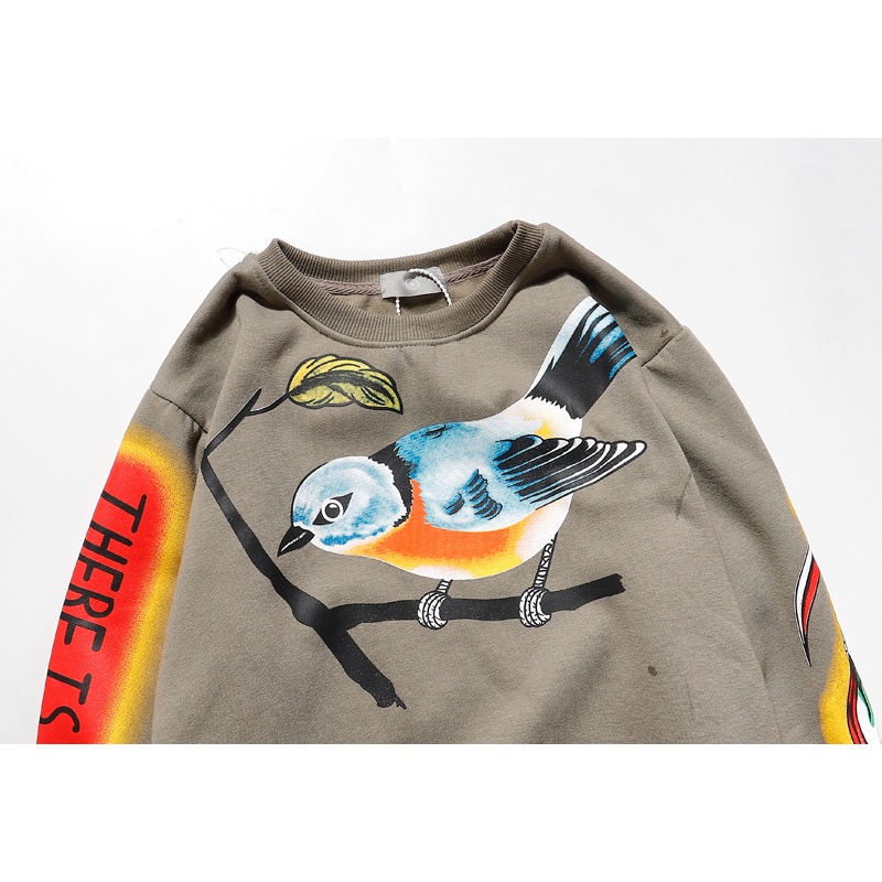 Áo sweatshirt bằng cotton tay dài in họa tiết cổ điển dành cho cả nam và nữ