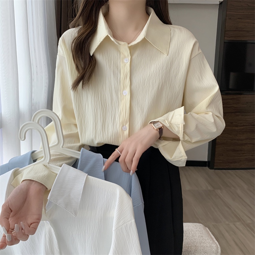 Áo Sơ Mi Trắng Tay Dài Phong Cách Pháp Thời Trang Mùa Xuân Cho Nữ