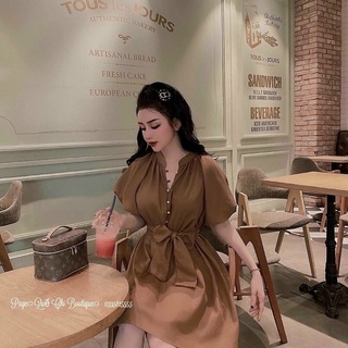 Đầm voan cổ trụ nút gài