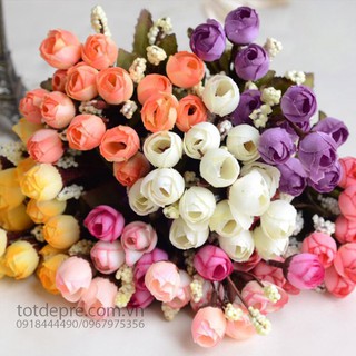 Chùm hoa hồng bi lụa - Hoa giả siêu đẹp