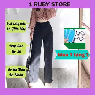 Quần Suông Nữ🍀FRRESHIP🍀 Quần Ống Rộng Nữ Vải Dày Dặn Co Giãn Nhẹ 2 Màu