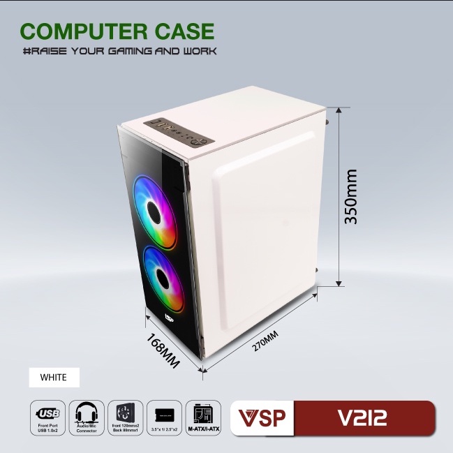 Vỏ máy tính VSP V212  Có 3 Màu Hồng _Trắng_Đen